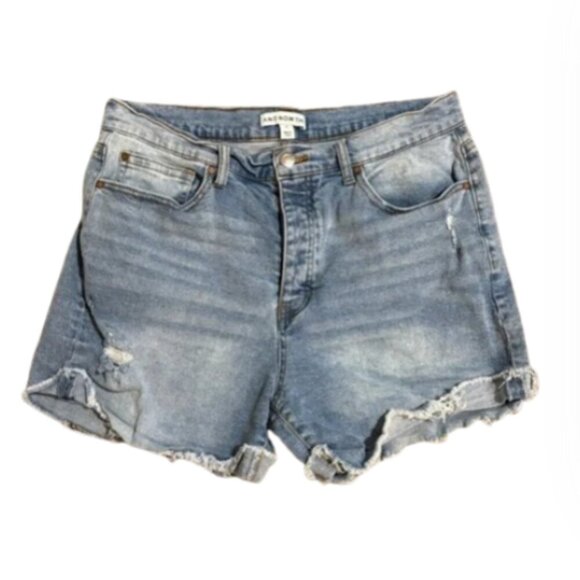 AND NOW THIS denim Jean Shorts with Frayed Hem - Picture 1 of 6